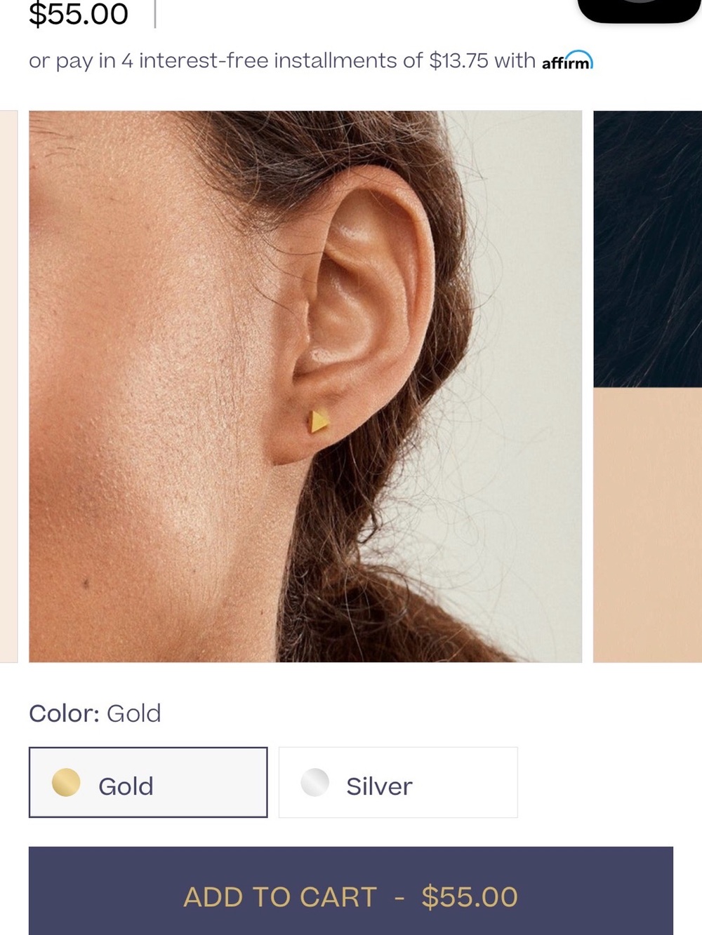 Tini Lux Kyra Gold Triangle Stud Earrings - Pure Titanium